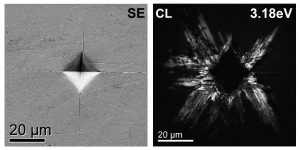 Secondary electron and cathodoluminescence images